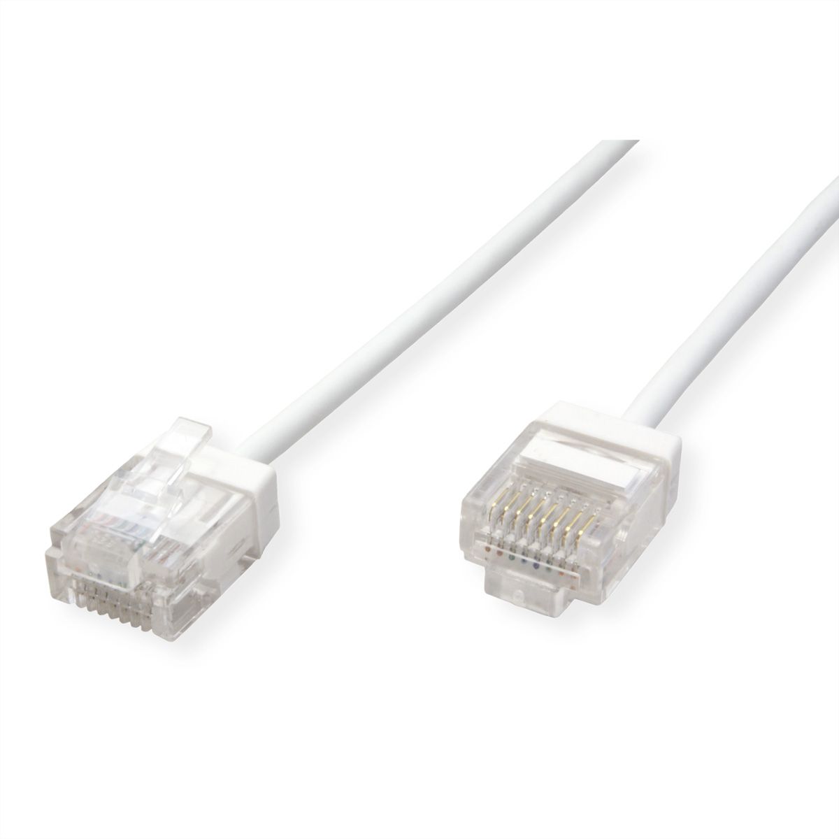ROLINE UTP DataCenter Patchkabel Cat.6A (Class EA), LSOH, slim, extra kurzer Stecker, weiß, 2 m