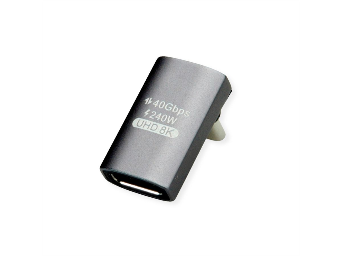 ROLINE USB4 Gen 3x2 Adapter Typ C ST/BU, Aluminium, 90°, breit, silberfarben