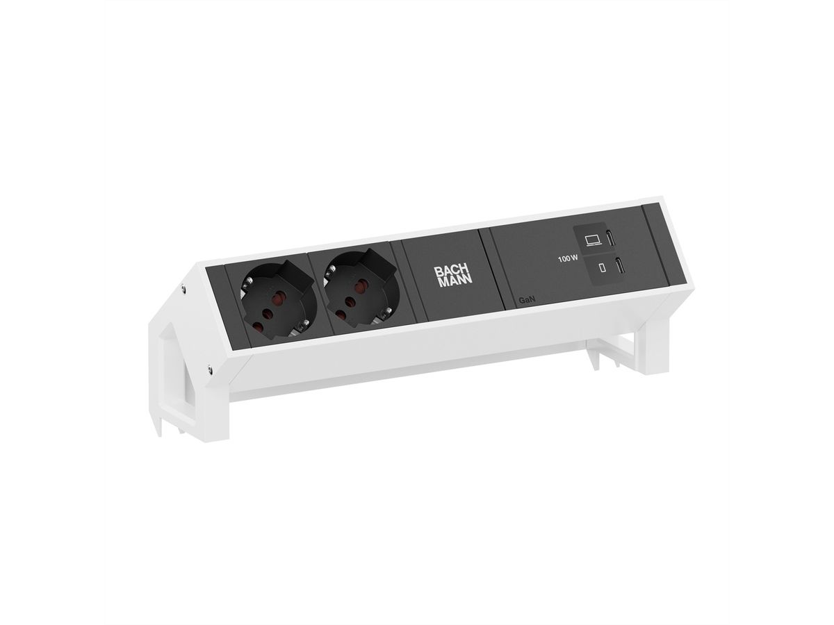 BACHMANN DESK2 2xP40 1xUSB C/C 100W, L=0,2m RAL9010
