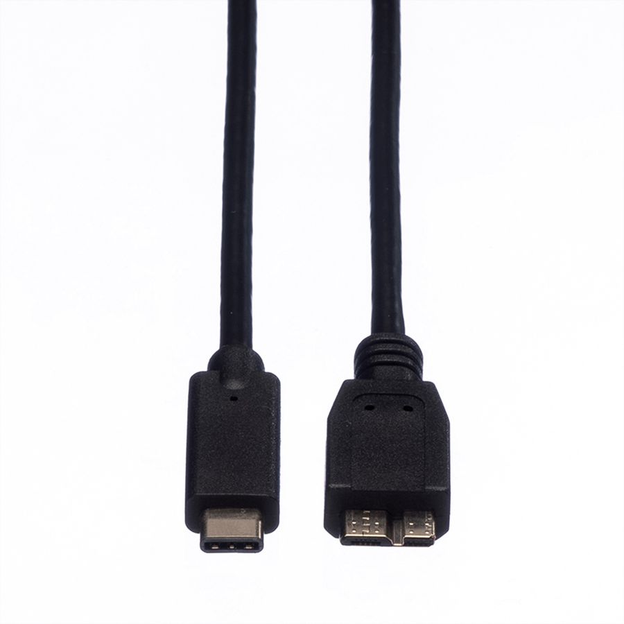 ROLINE USB 3.2 Gen 1 Kabel, C-Micro B, ST/ST, schwarz, 0,5 m