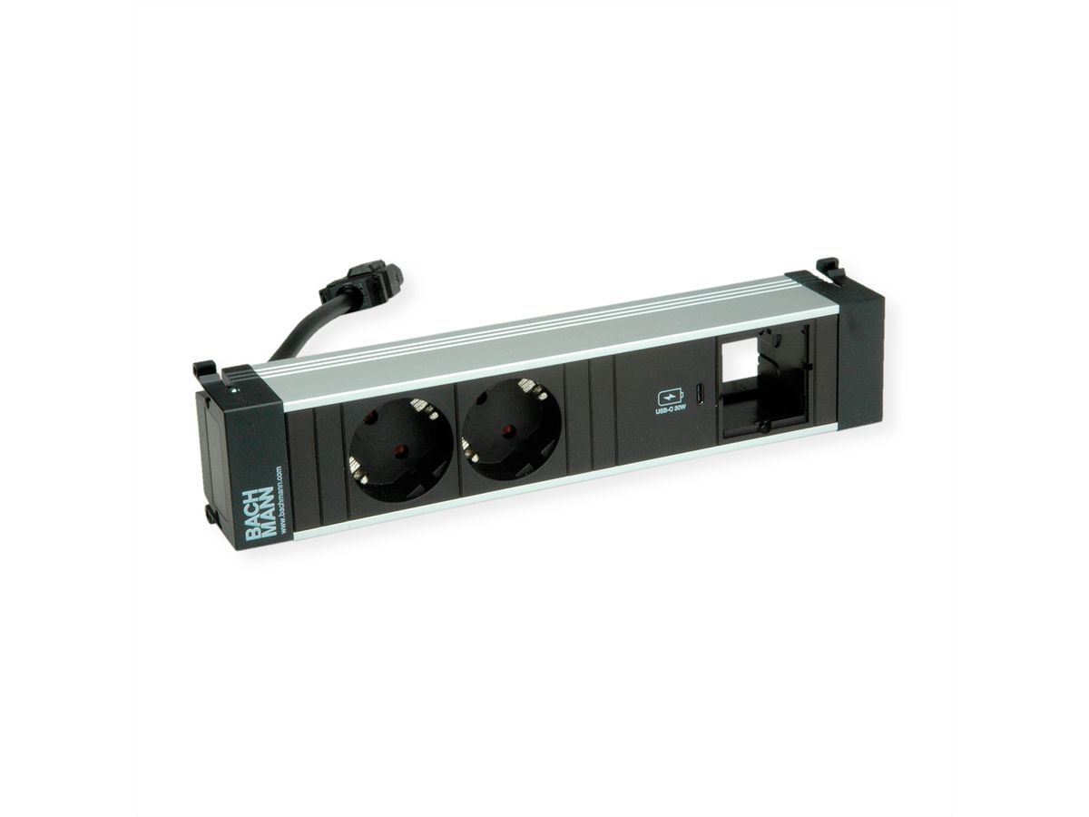 BACHMANN POWER FRAME M 2xCEE7/3, 1xUSB C 30W 1xCM 0,2m GST18