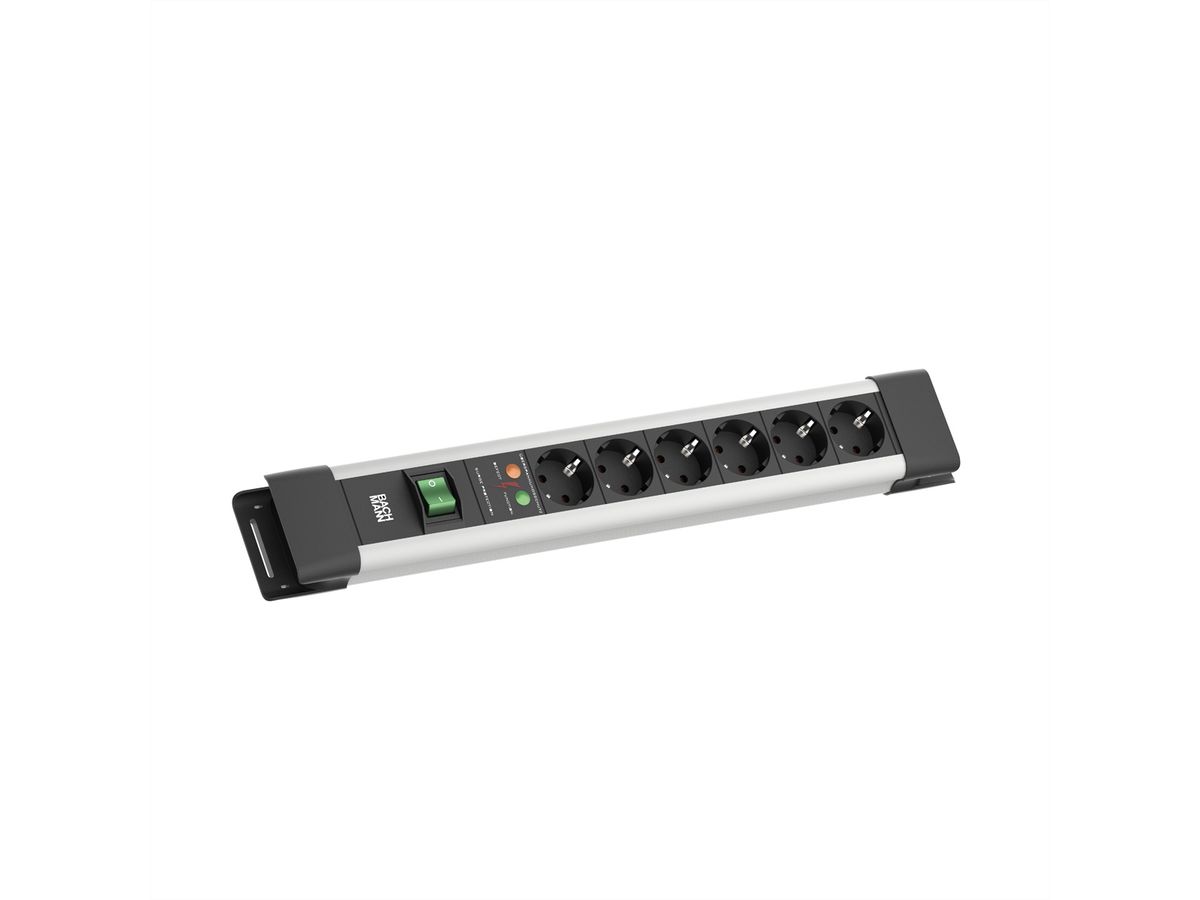 BACHMANN CONNECTUS 6xCEE7/3, 1xSPD 1xSchalter 2,0m CEE7/7 Grau