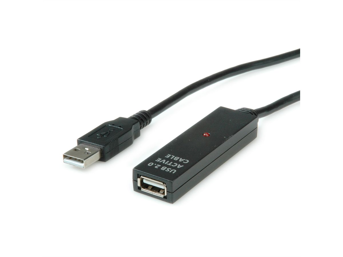 VALUE USB 2.0 aktive Kabelverlängerung, schwarz, 30 m