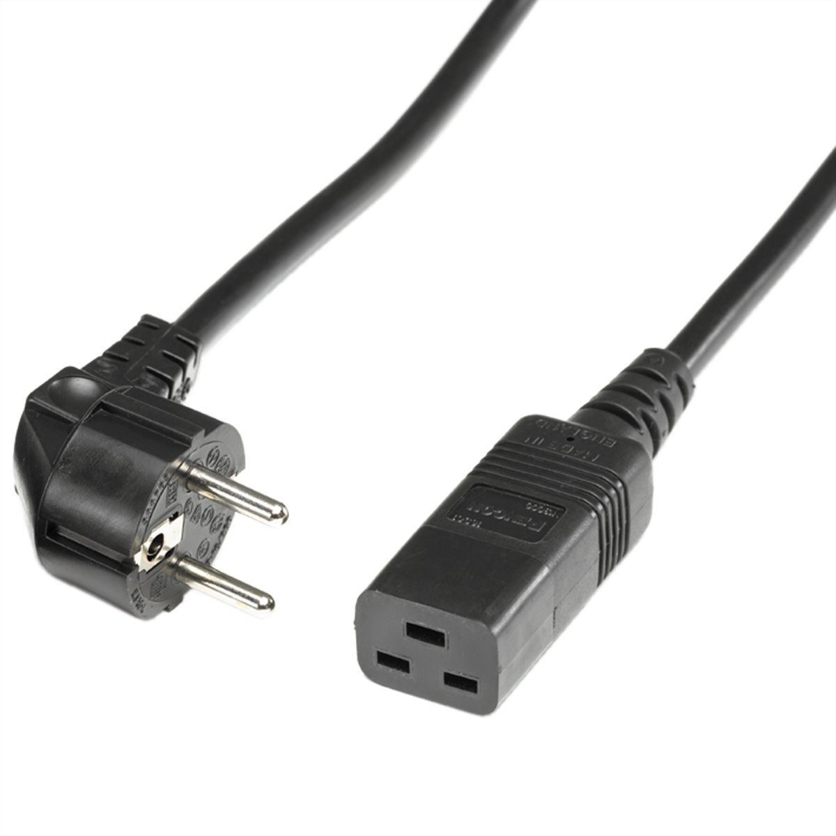 BACHMANN Netzkabel Schutzkontakt - IEC320-C19 16A/250V, schwarz, 2 m