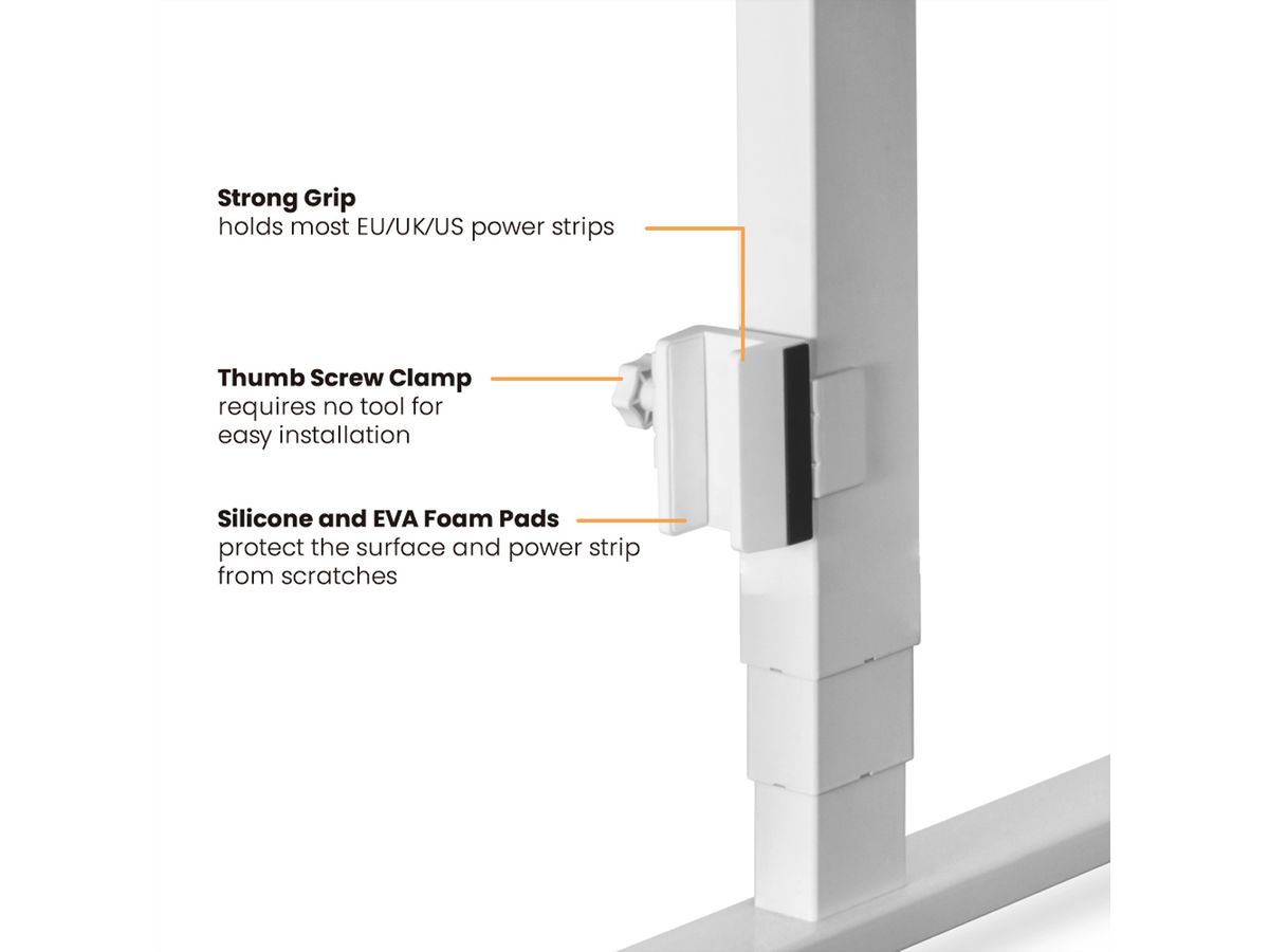 VALUE Tischfuß-Klemme für Steckdosenleiste, weiß