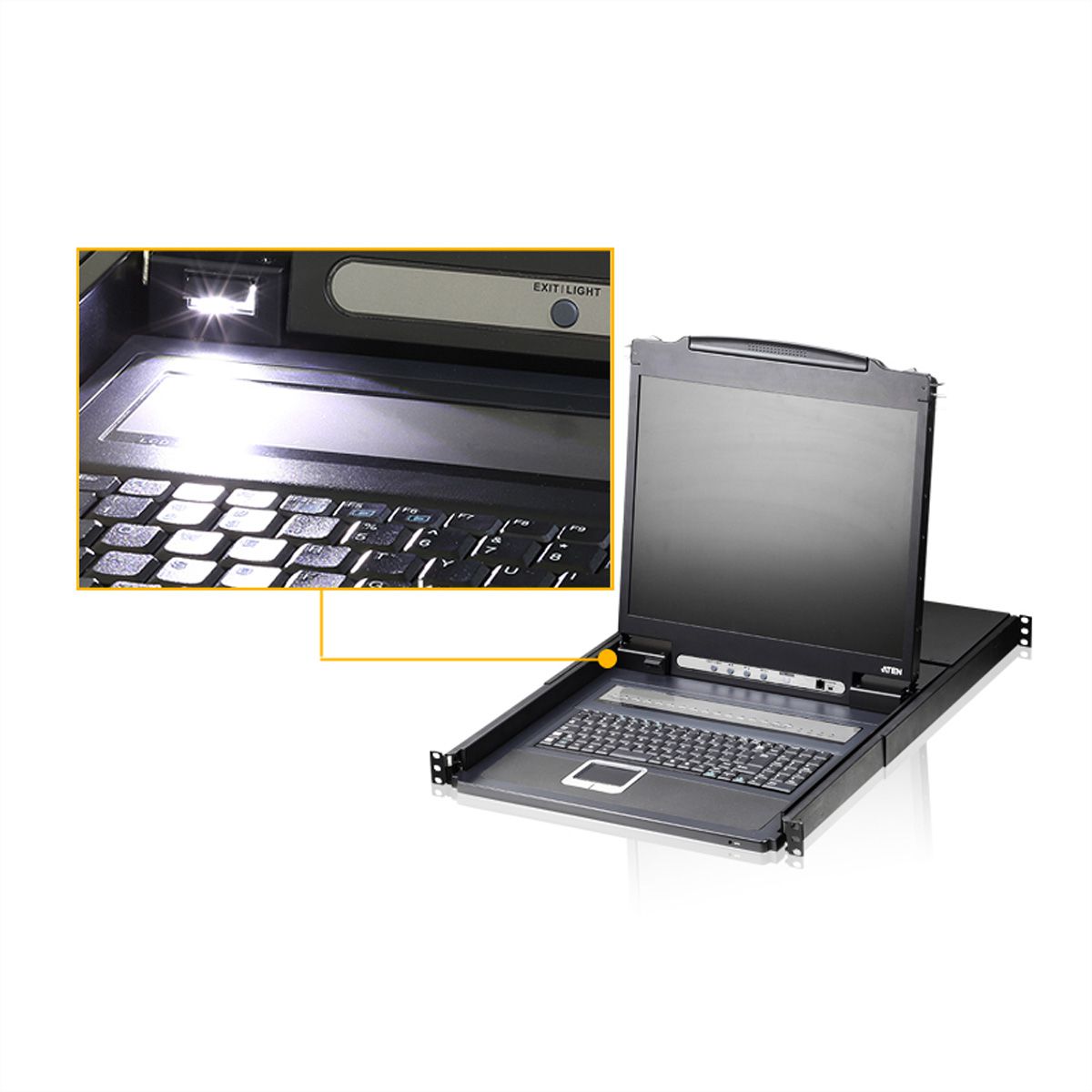 ATEN CL1308N KVM-Switch, 48cm TFT, VGA, PS/2-USB, 8 Port, FR-Layout