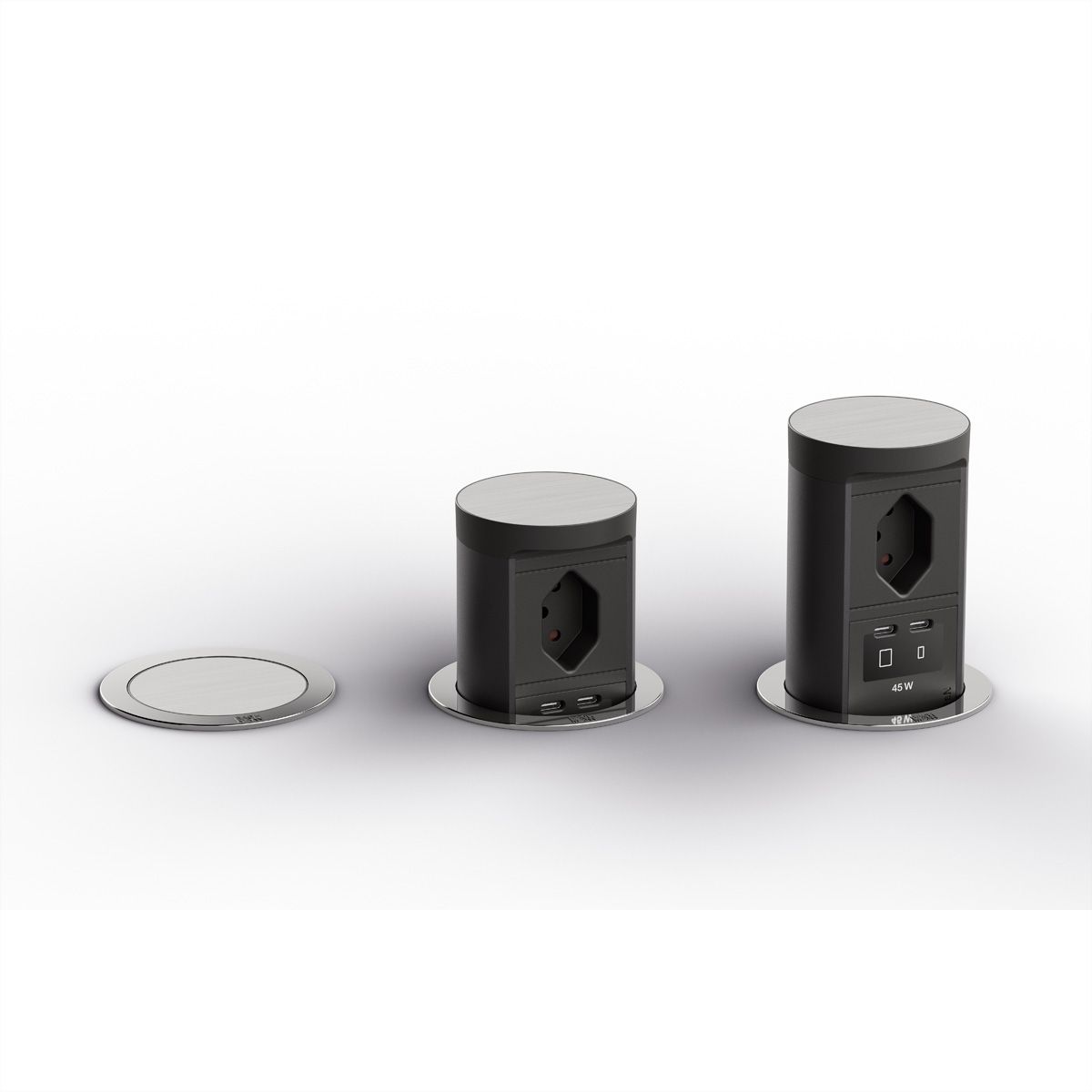 BACHMANN ELEVATOR2 1xCH T13, 1xUSB C/C 45W Edelstahl-Optik L=2,0m AEH