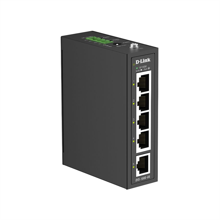 D-Link DIS-100E-05 5-Port Switch, Industrial Fast Ethernet Unmanaged