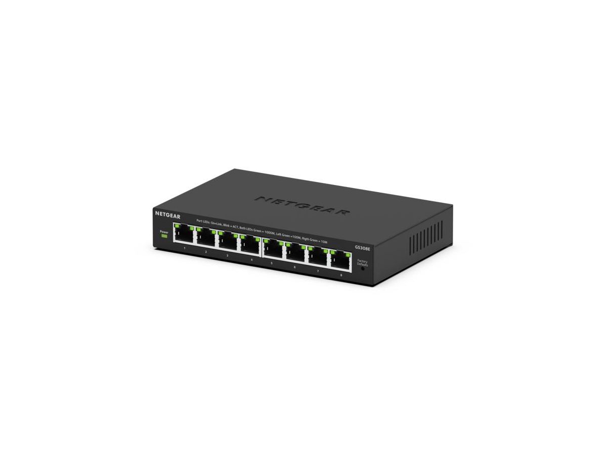 NETGEAR GS308E Managed L2/L3 Gigabit Ethernet (10/100/1000) Power over Ethernet (PoE) Schwarz