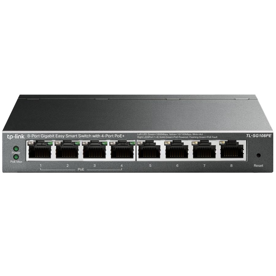 TP-Link TL-SG108PE Netzwerk-Switch Unmanaged L2 Gigabit Ethernet (10/100/1000) Power over Ethernet (PoE) Schwarz