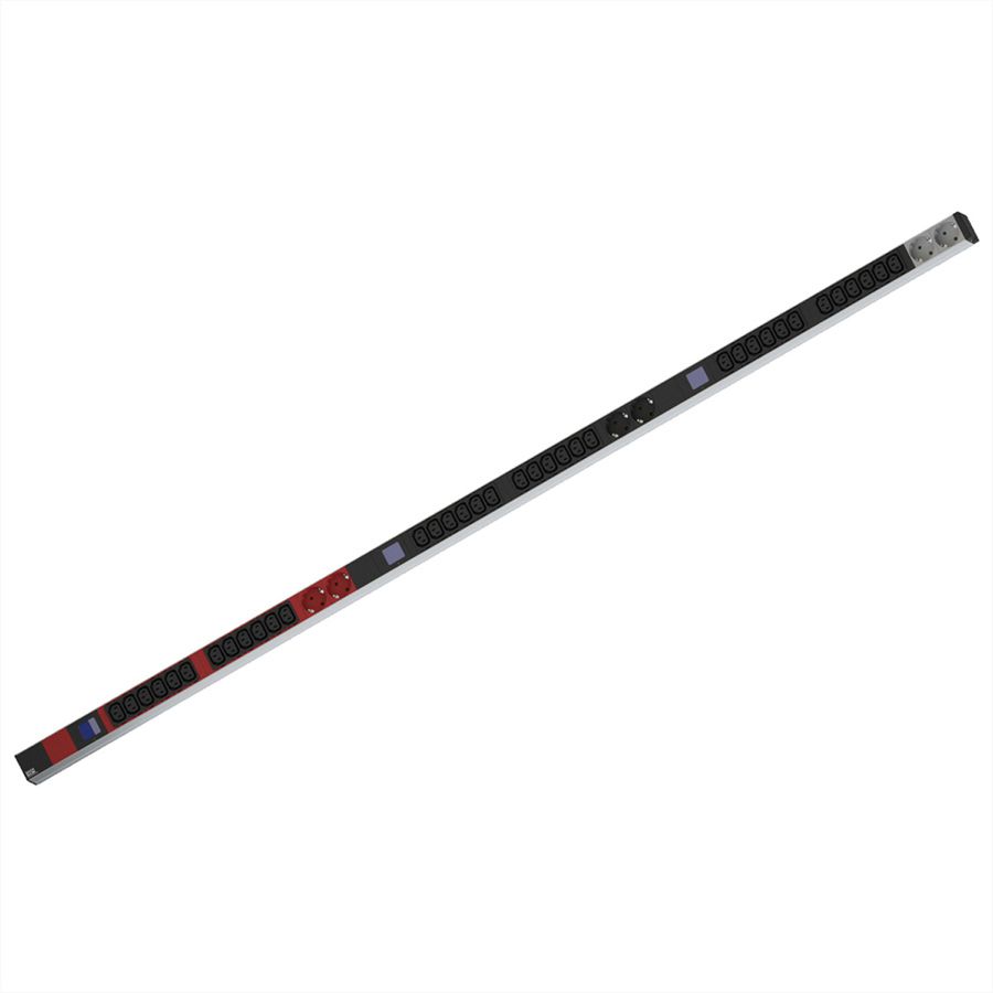 BACHMANN BN0500 19" PDU 1HE 36xC13, 6x Schutzkontakt, Leistungsmessung, Anschluss CEE 3x16A, rot