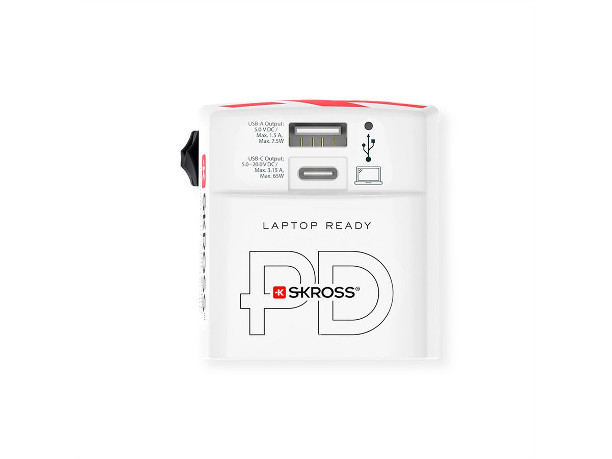 Skross World USB Charger A/C 65PD mit USB-C Kabel, Weltweit