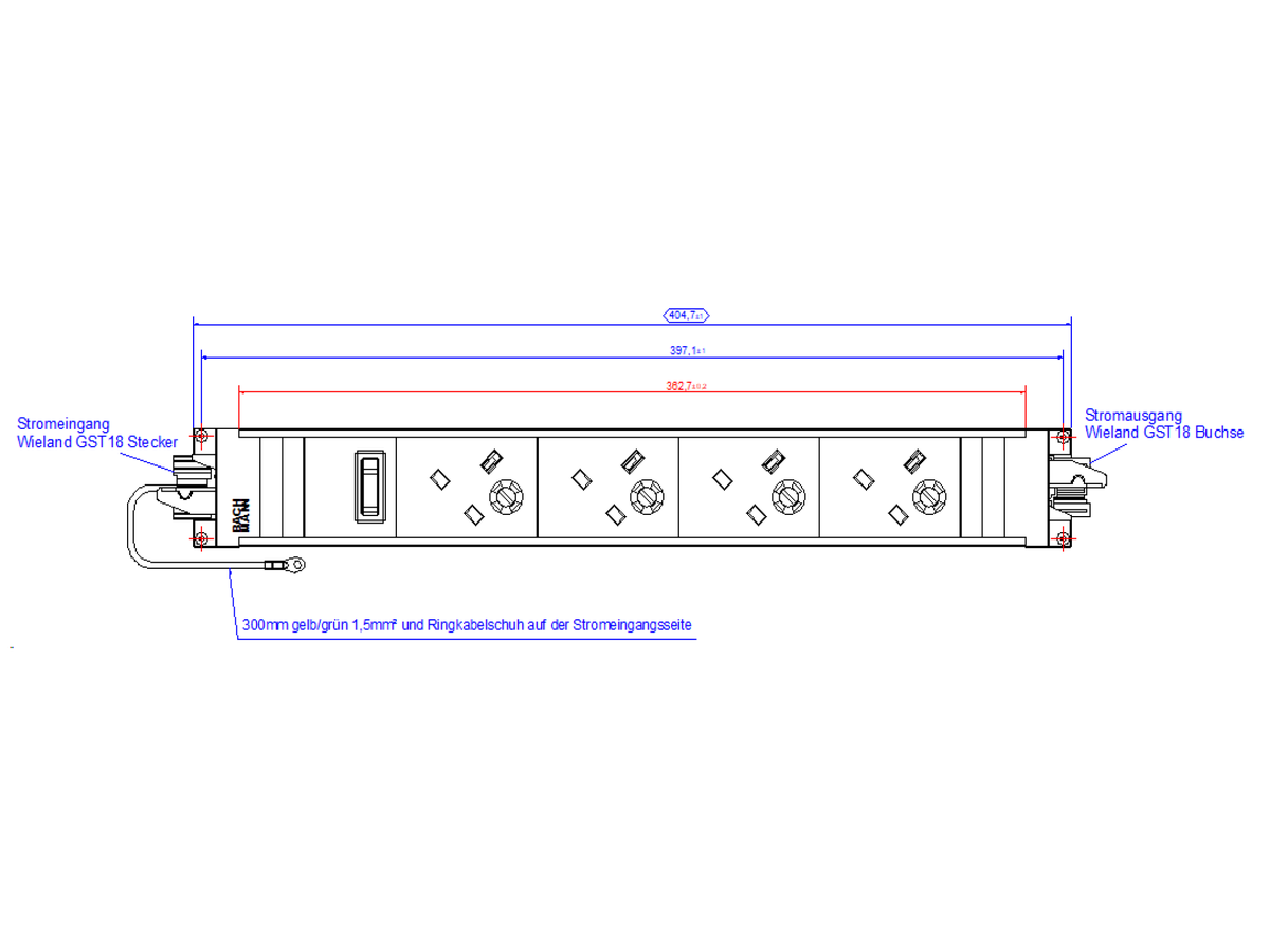 BACHMANN STEP BASE 4xUK 45° 1xSchalter GST18 inkl. Erdung