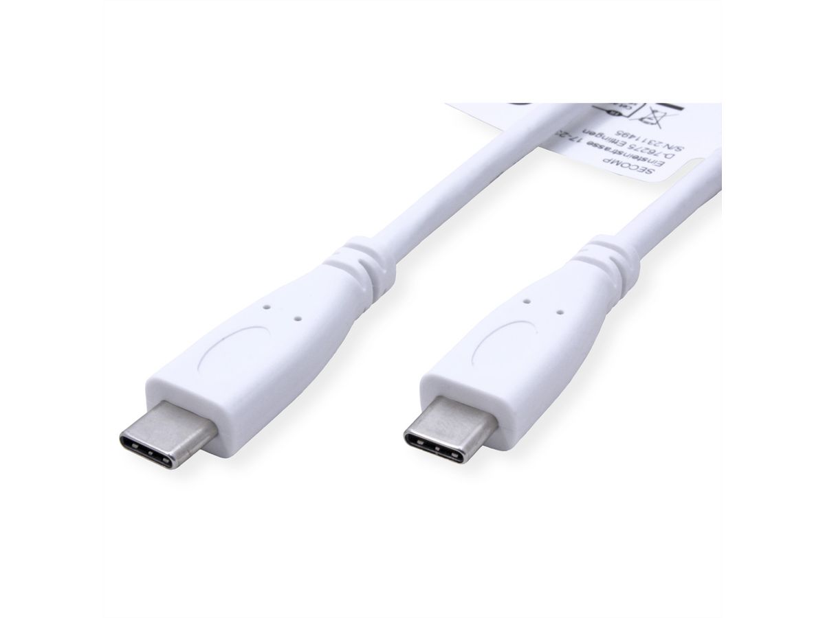 VALUE USB 3.2 Gen 2 Kabel, C-C, ST/ST, 10Gbit/s, Emark, 100W, weiß, 0,5 m