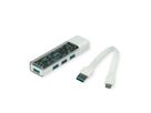 ROLINE Mobiler USB 3.2 Gen 1 Hub, 4fach, Typ A+C Anschlusskabel