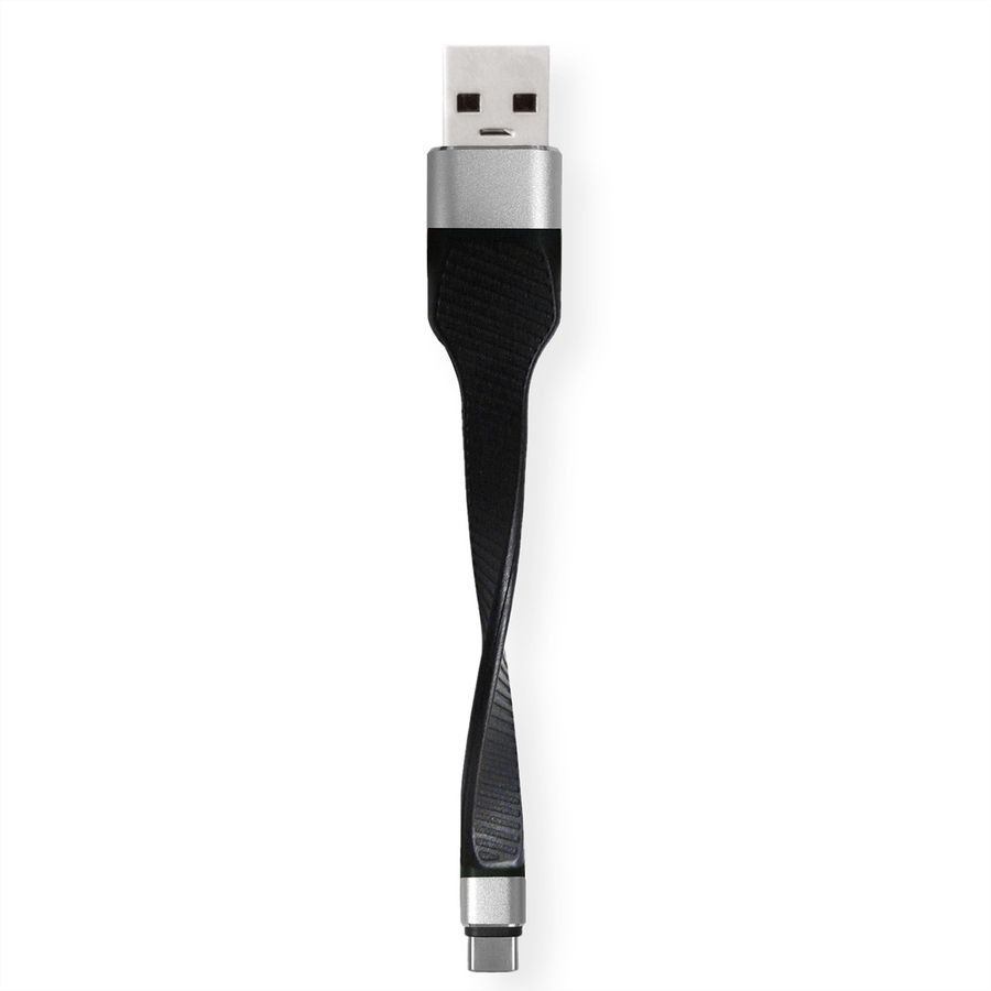 ROLINE USB 3.2 Gen 1 Silikonkabel, USB A-C, ST/ST, schwarz, 11 cm