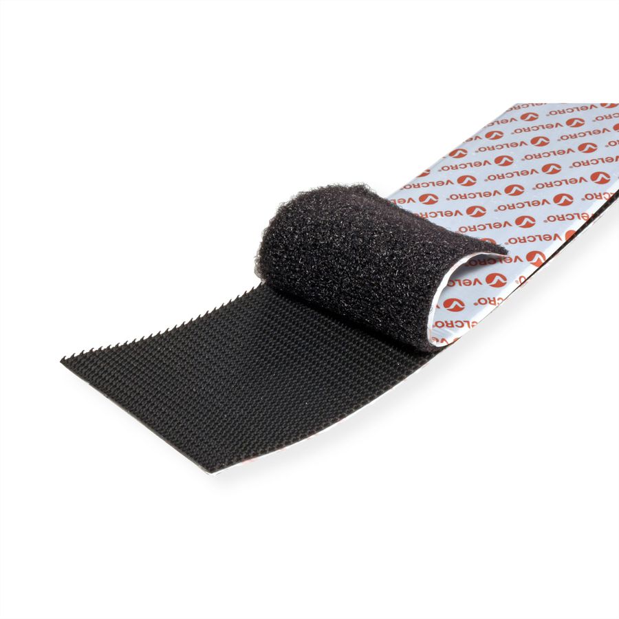 VELCRO® Klettband Extra Stark Selbstklebend, Haken & Flausch 50mm x 5m Schwarz
