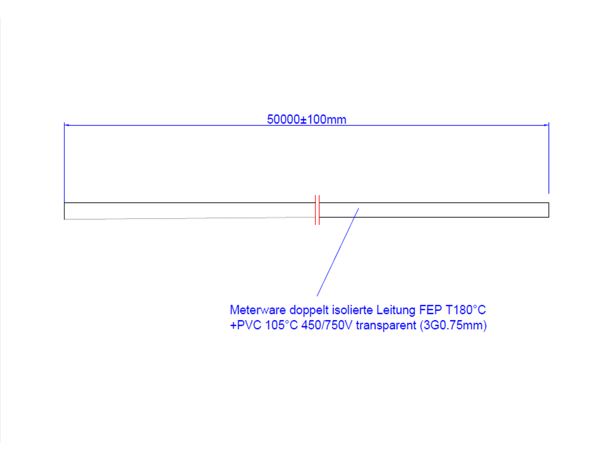 BACHMANN transparente Meterw.3x0,75 50m, AEH/AEH FEP/Mantel PVC