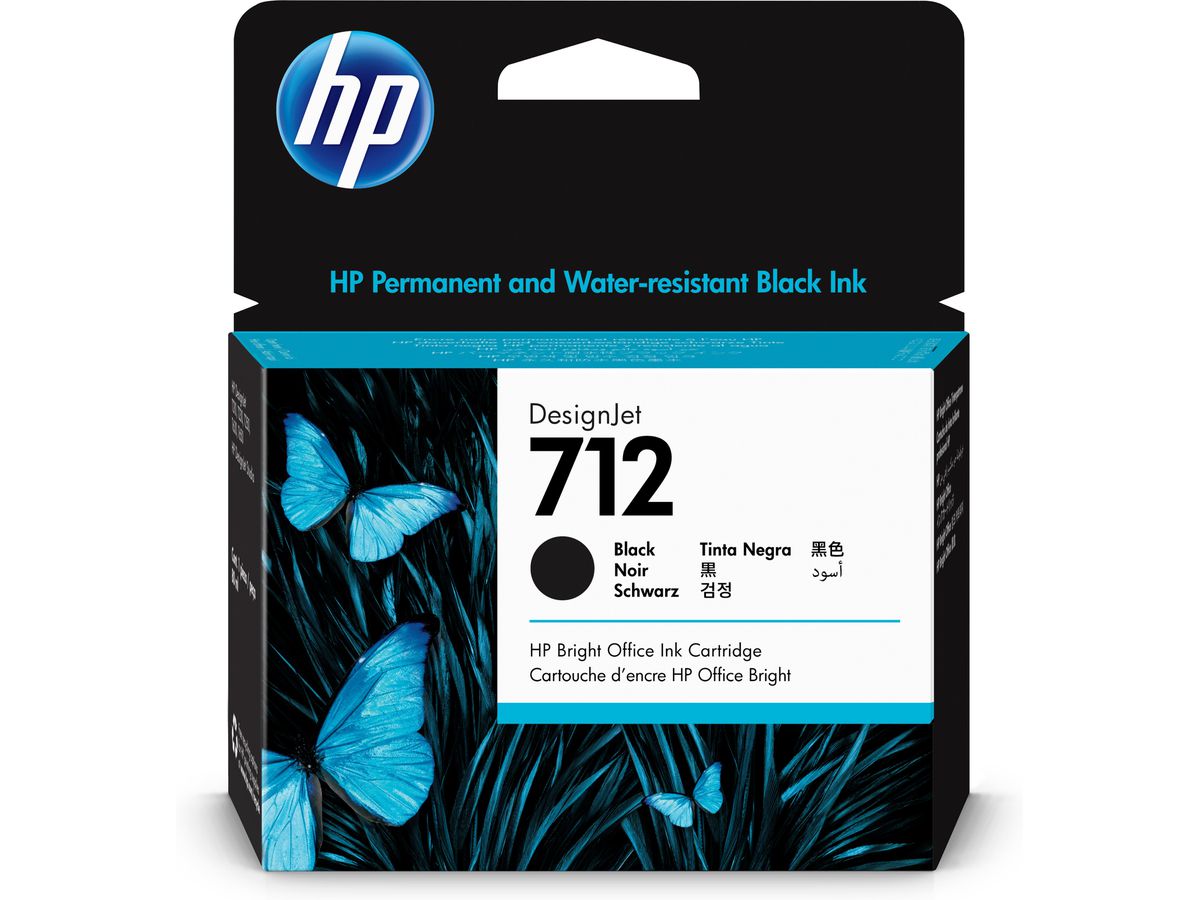 HP 712 Schwarz DesignJet Druckerpatrone, 80 ml