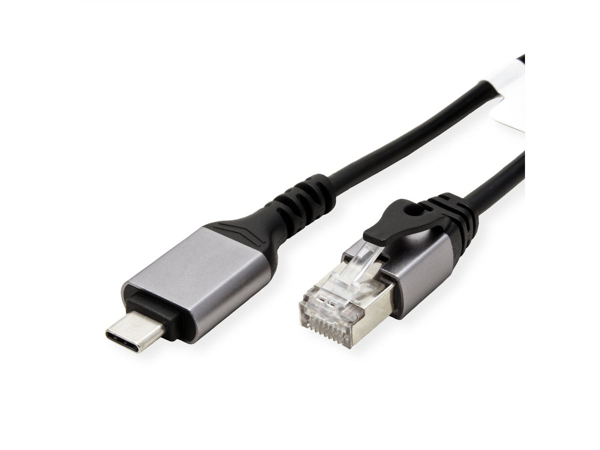 VALUE USB 3.2 Gen 2 Typ C zu Gigabit Ethernet Konverterkabel, schwarz, 1,5 m