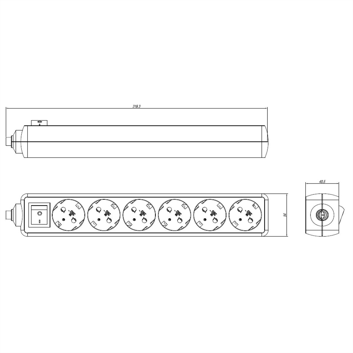 BACHMANN SELLY Steckdosenleiste 6x Schutzkontakt, Schalter 