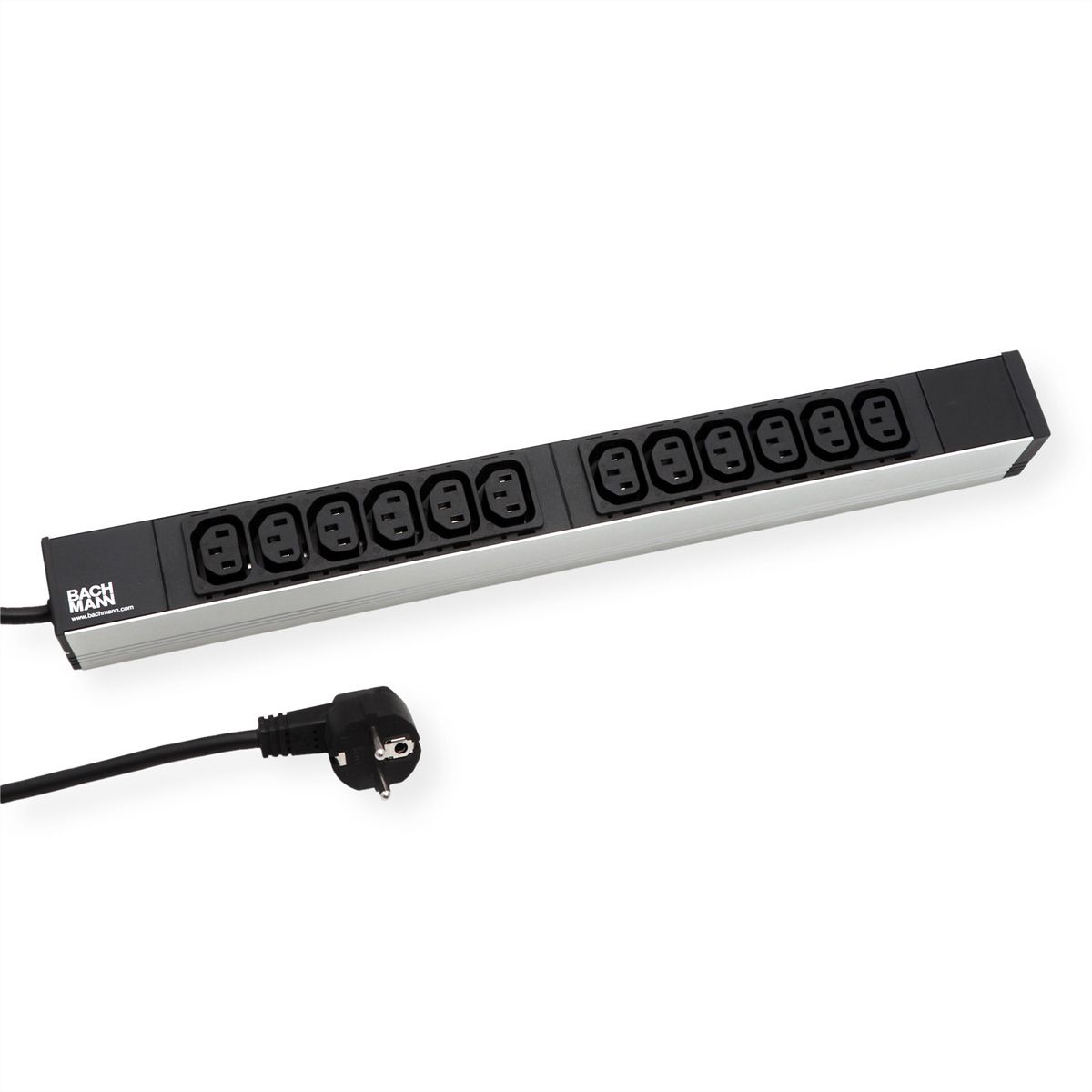 BACHMANN Steckdosenleiste 19" 1HE 12x C13 Buchse, Schutzkontakt-Stecker
