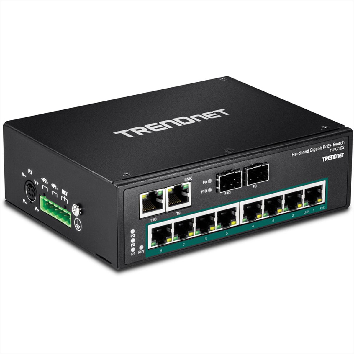 TRENDnet TI-PG102 10Port DIN-Rail Switch Industrial Gigabit PoE+