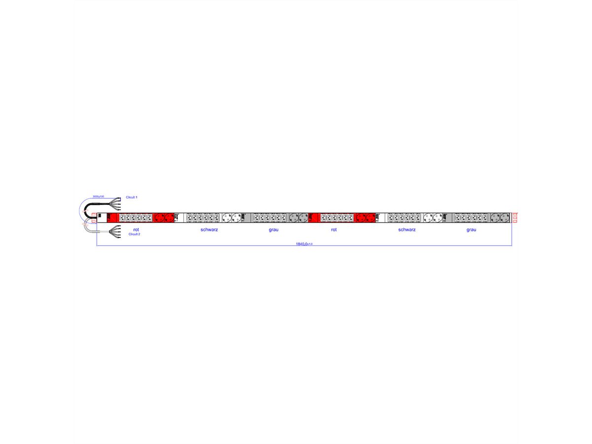 BACHMANN IT PDU ALU 0HE 36x C13 12x Schutzkontakt, Festanschluß 2x 3x 32A