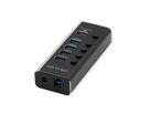 ROLINE USB 3.2 Gen 1 Notebook Hub 4fach + 1x Ladeport (QC), einzeln schaltbar