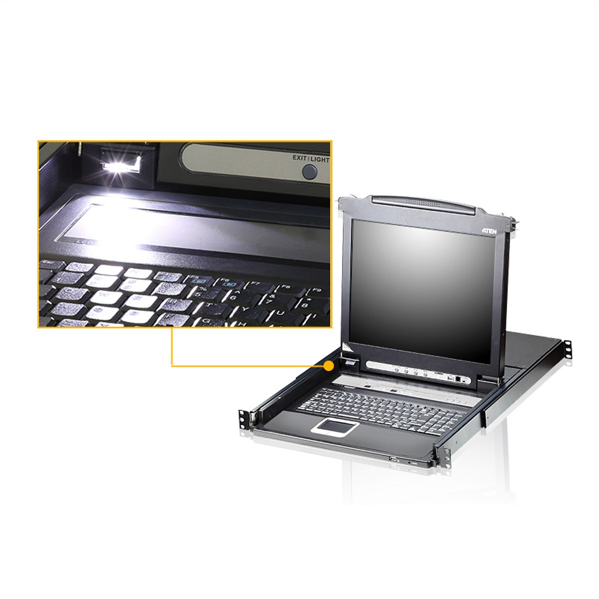 ATEN CL5716M 43cm-LCD KVM Switch, USB-PS/2, VGA, 16 Ports, DE-Layout