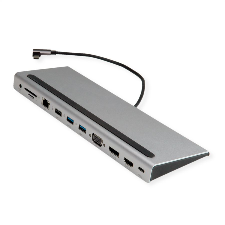 VALUE USB-C Multiport Docking Station, 4K HDMI/DP, VGA, USB, Card Reader, PD, LAN, Audio