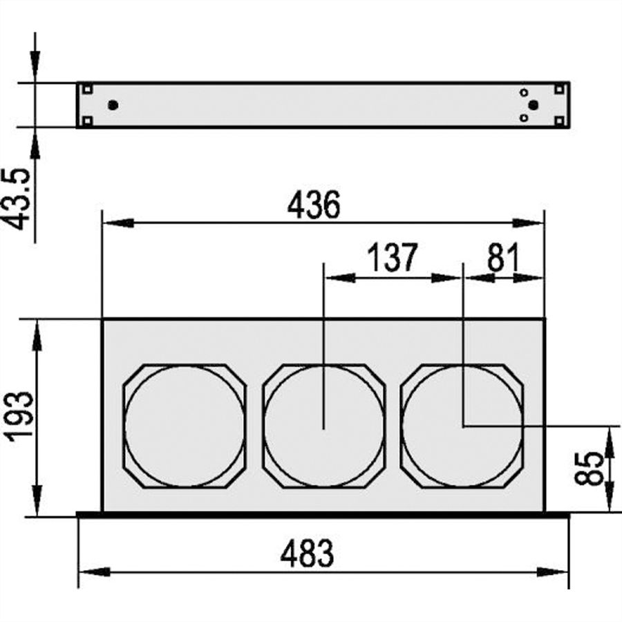 SCHROFF 19" Umlüfter, 3 Ventilatoren, 1 HE - UMLUEFTER 19"O.SCH. 115V