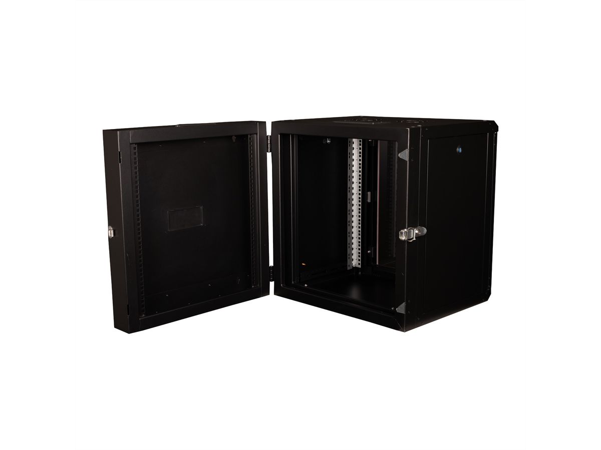 ROLINE 19-Zoll Wandgehäuse Pro 12 HE, 600x600 BxT zweiteilig schwenkbar schwarz