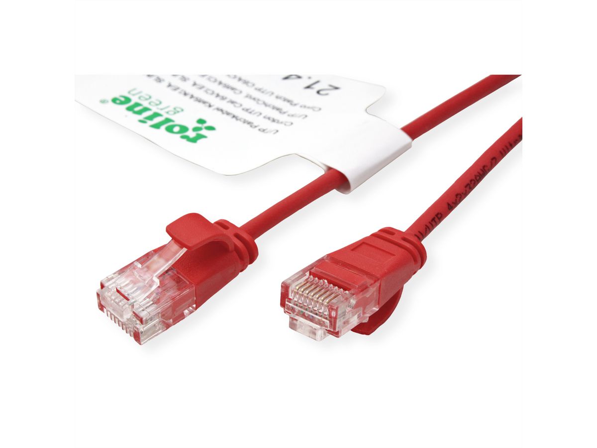 ROLINE GREEN UTP Patchkabel Kat.6A (Class EA), LSOH, slim, rot, 0,15 m