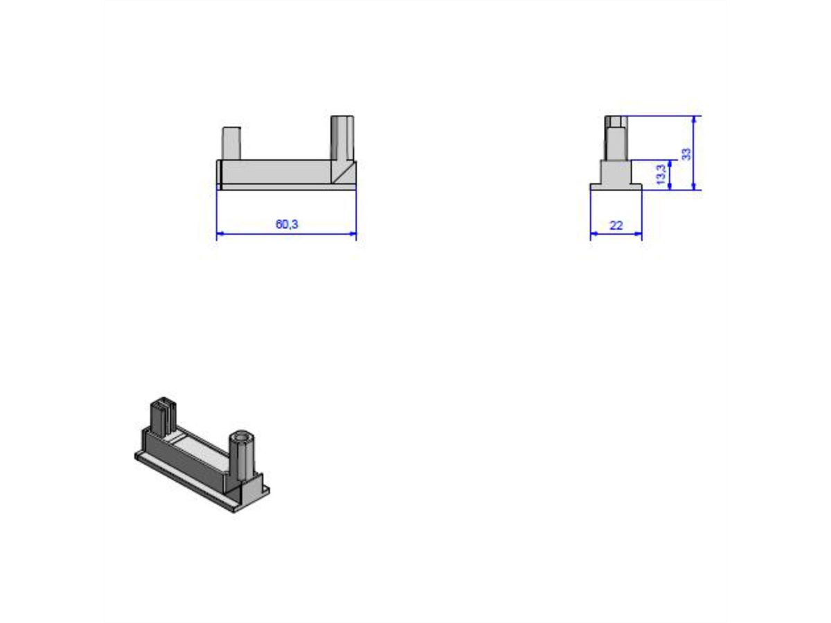 BACHMANN DESK2 Klebesockel RAL9005, Schwarz 2 Stück