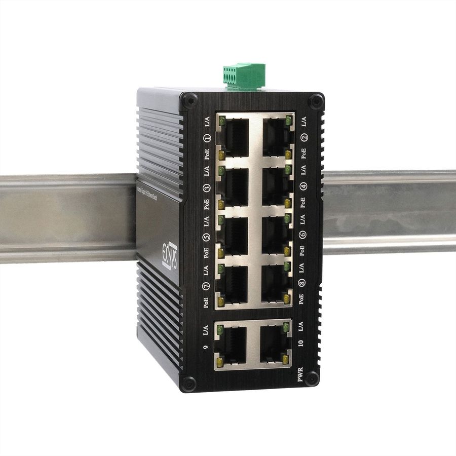 EXSYS EX-62026PoE 10-Port Industrie-Ethernet-PoE-Switch, 8x PoE + 2-Port 10/100/1000Tx