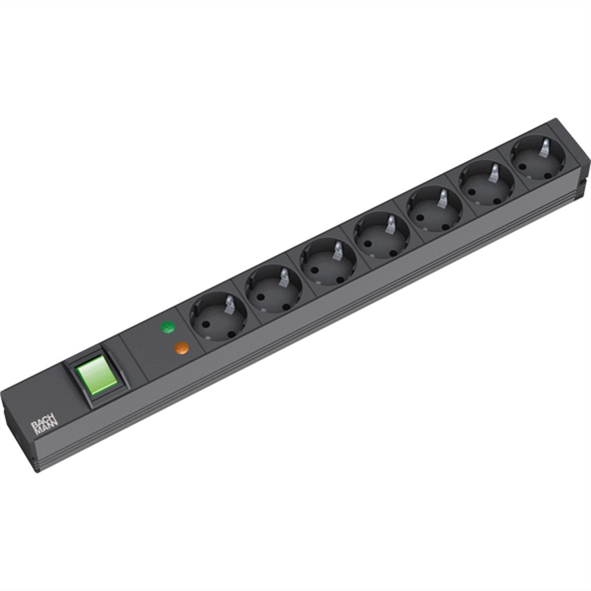 BACHMANN 19" Steckdosenleiste 7-fach mit ÜS mit Schalter, schwarz