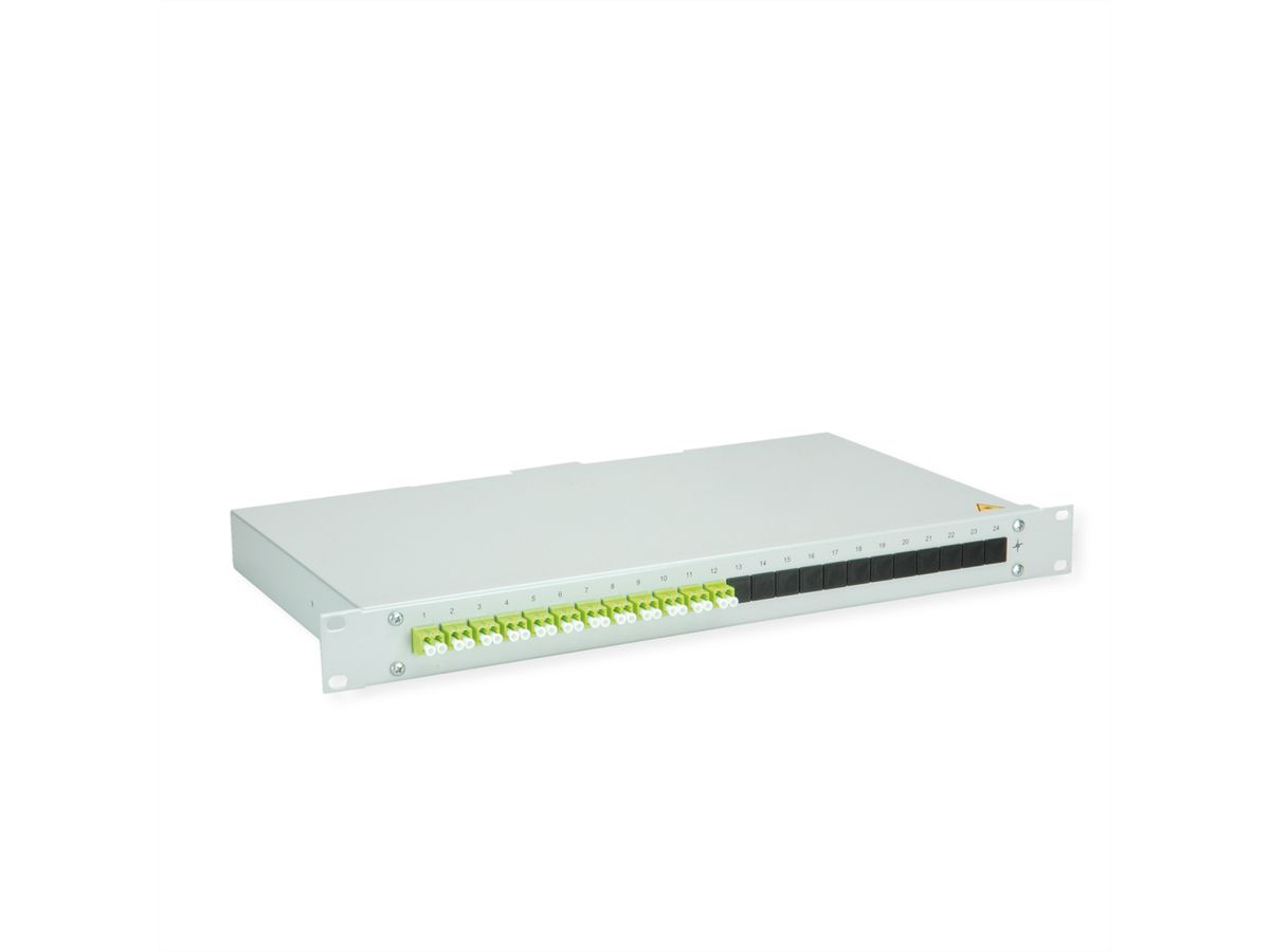 TELEGÄRTNER BASIS eco LWL-Panel mit Kupplungen, 12x LC Duplex, lindgrün, OM5