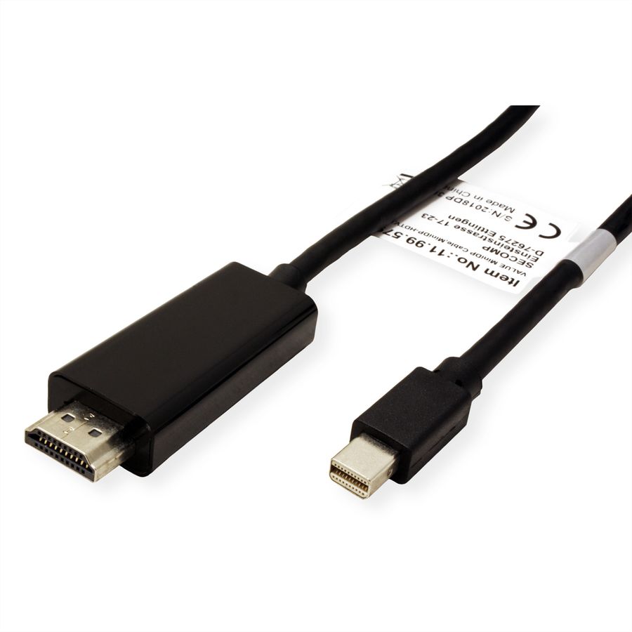 VALUE Mini DisplayPort Kabel, Mini DP-HDTV, ST/ST, schwarz, 1 m