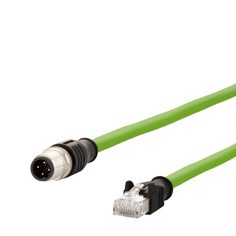 METZ CONNECT Verbindungsleitung M12 ST-RJ45 ST, 4-polig D-kodiert RJ45, 10 m
