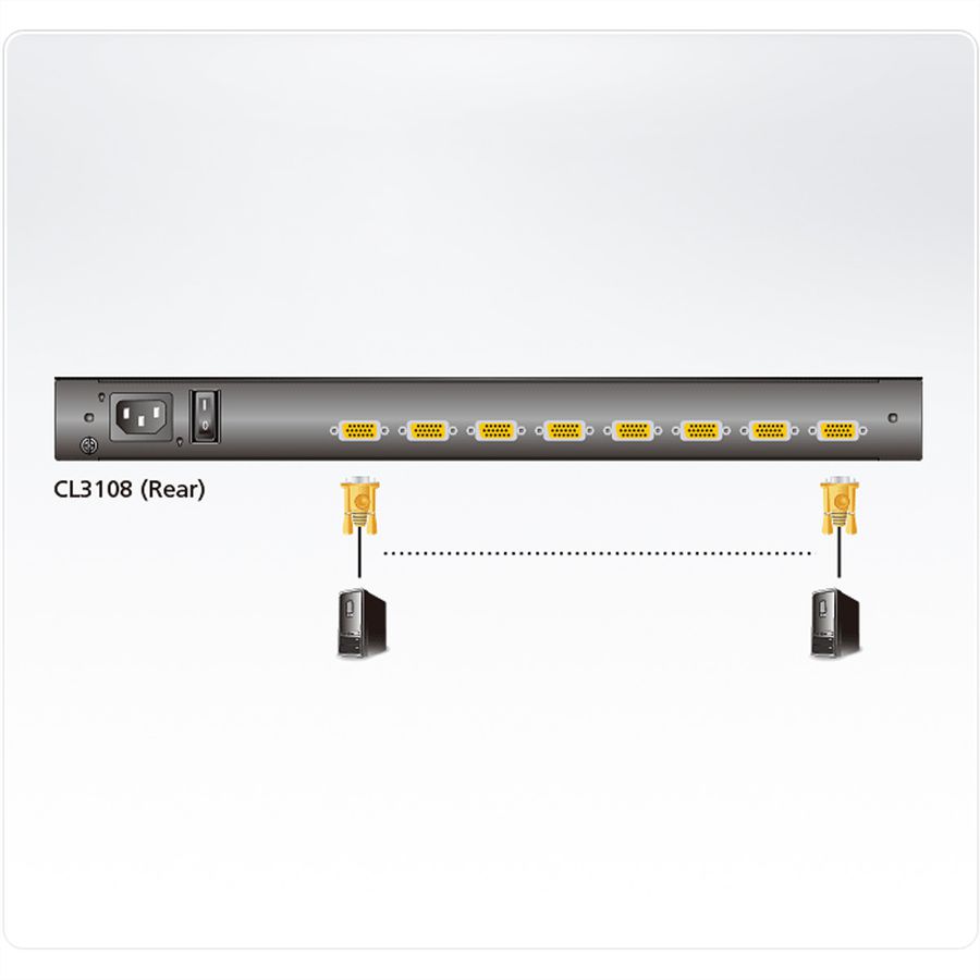 ATEN CL3108NX KVM-Switch, 18,5Zoll TFT, VGA, PS/2-USB, 8 Port, DE-Layout