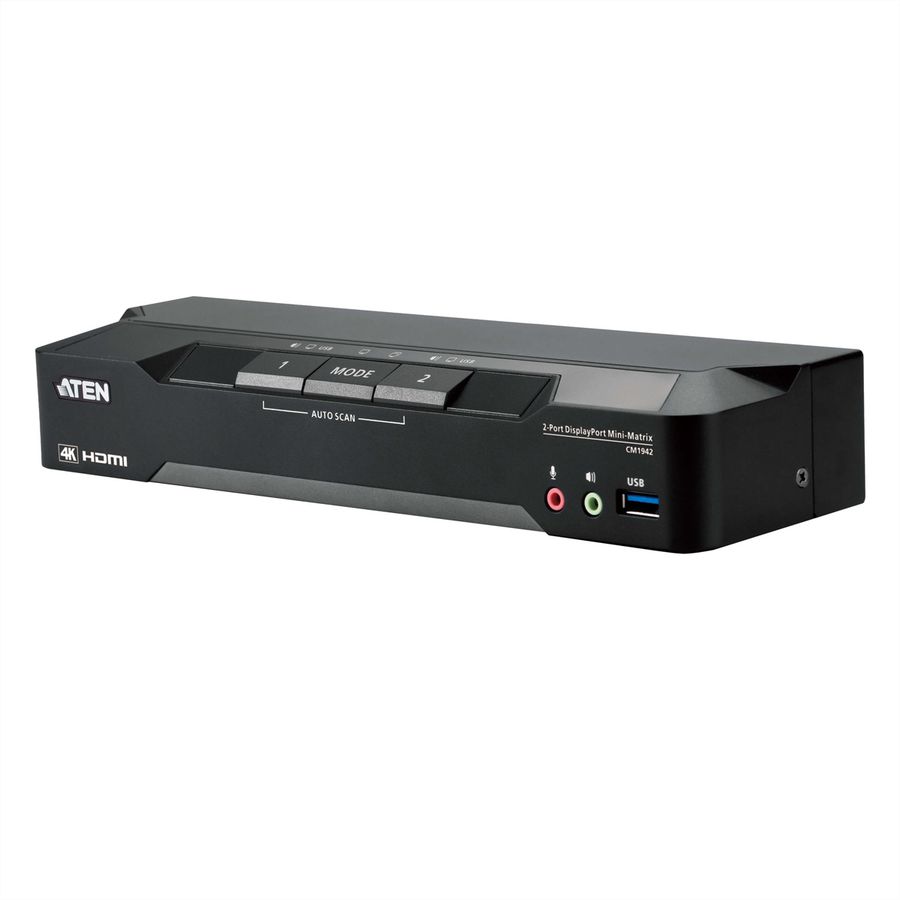 ATEN CM1942 2-Port 4K DP Dual Display Mini Matriv Boundless KVM