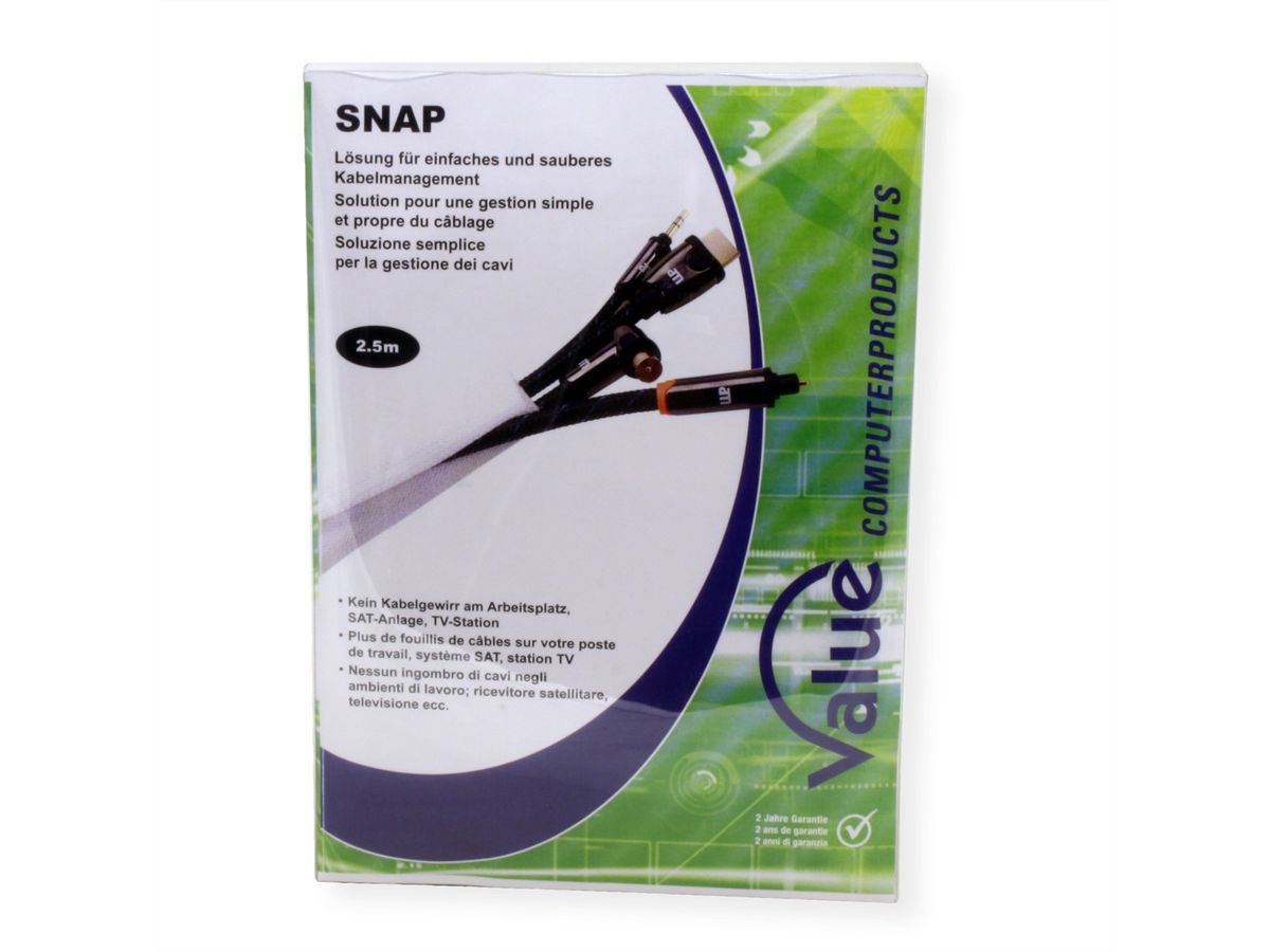 VALUE Gewebeschlauch SNAP für Kabelbündelung, weiß, 2,5 m