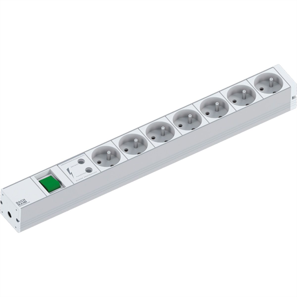 BACHMANN 19"-Steckdosenleiste 1HE 7xUTE 1xSchalter 1xSPD, 2 m