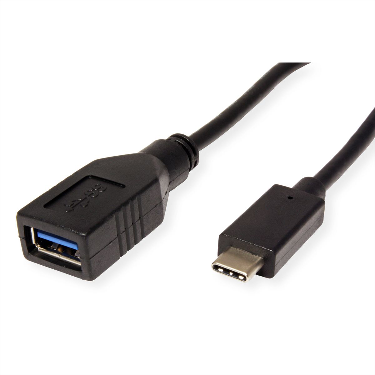 ROLINE USB 3.2 Gen 1 Kabeladapter, USB Typ C - A, ST/BU, OTG, schwarz, 0,15 m