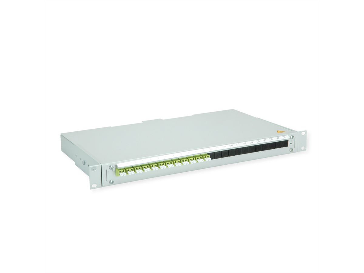 TELEGÄRTNER BASIS V LWL-Panel mit Kupplungen & Pigtails, 12x LC Duplex, lindgrün, OM5