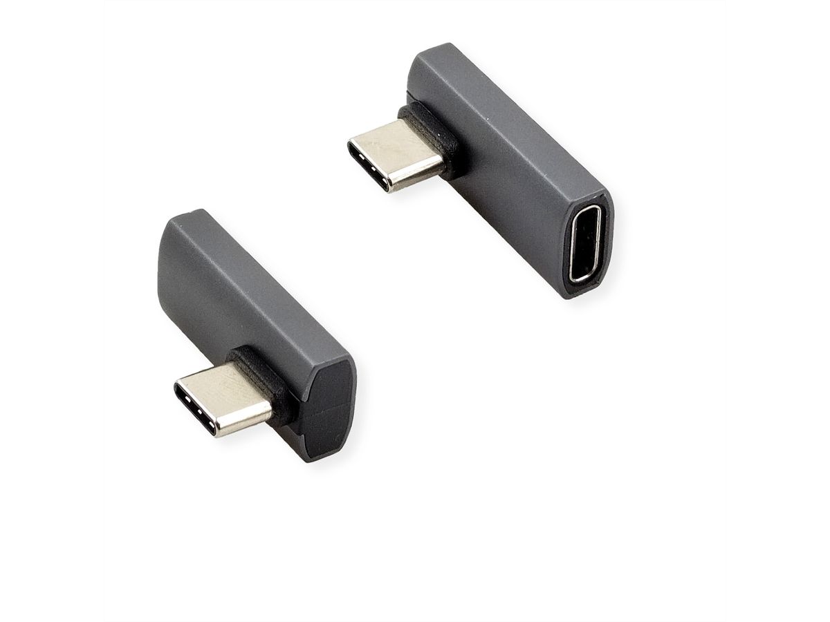 ROLINE USB4 Gen 3x2 Adapter Typ C ST/BU, Aluminium, 90°, gedreht, silberfarben