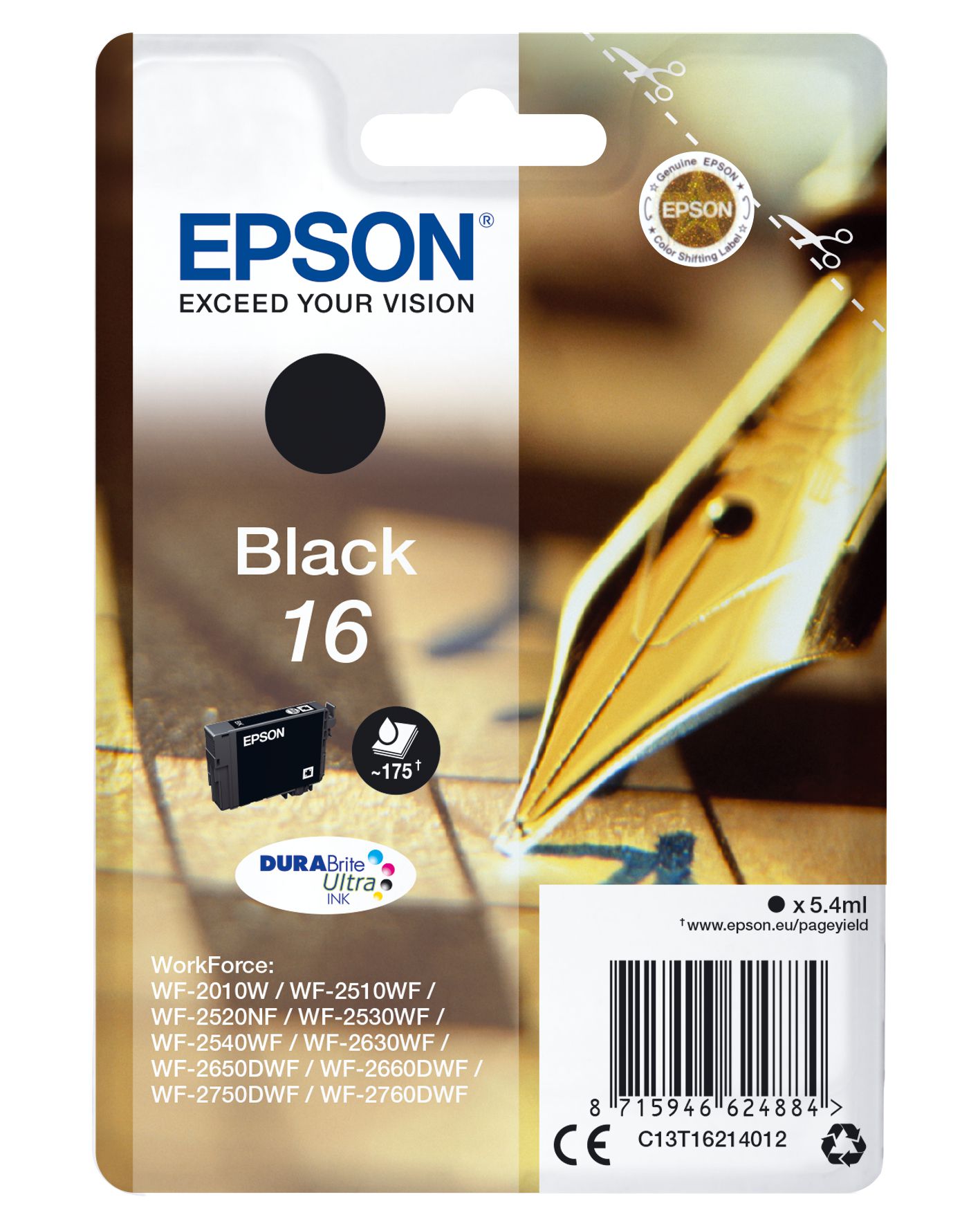Epson Singlepack Black 16 DURABrite Ultra Ink