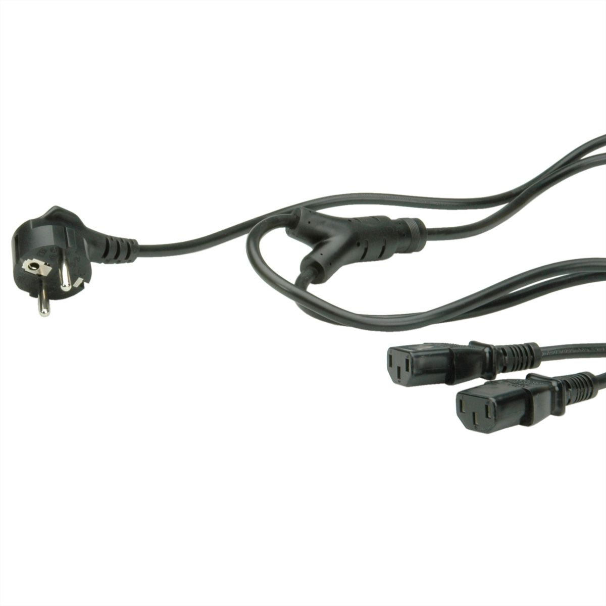 VALUE Y-Netzanschlusskabel, schwarz, 2 m