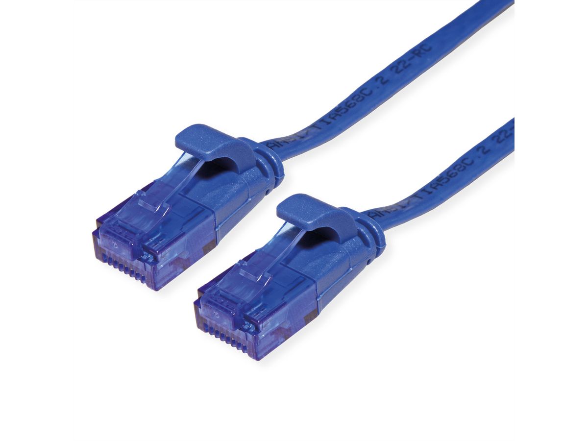 VALUE Patchkabel Kat.6A (Class EA) UTP, extra-flach, blau, 1 m